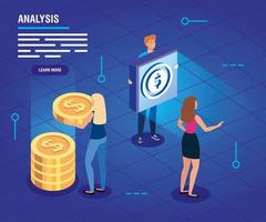 business people with data analysis vector