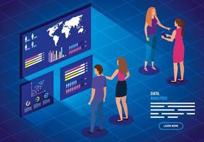 business people with data analysis vector