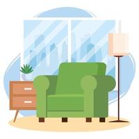 living room home place, sofa and house interior decoration vector