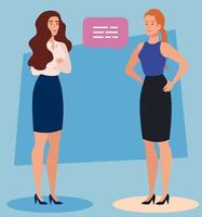 group of businesswomen with speech bubble vector