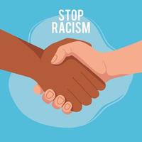 stop racism, with two joined hands, black lives matter concept vector