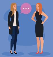 group of elegant executive businesswomen with speech bubble vector