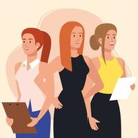 elegant executive young businesswomen together vector