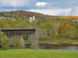 A bridge crossing the river. photo