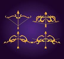 happy dussehra festival, with golden arrows and arches vector