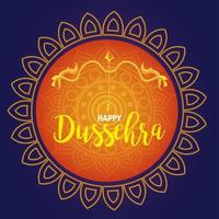 happy dussehra festival with golden arrow in luxury mandala vector