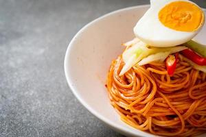 Korean cold noodles with egg photo
