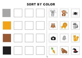 ordenar por color juego educativo para aprender los colores primarios vector