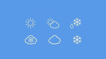 Line Weather Icons Collection in flat style vector