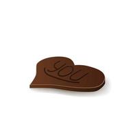 Delicious chocolate candy in the shape of a heart in cartoon volumetric style isolated on white background vector