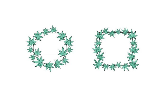 Frame templates made of cannabis leafs isolated on white background