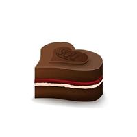Deliciosos dulces de chocolate en forma de corazón en dibujos animados estilo 3d aislado sobre fondo blanco. vector