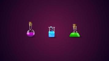 Cartoon chemical colbs in difference colors and forms
