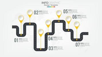 Infograph steps yellow color element with circle, chart diagram, business online marketing concept. vector