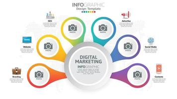 Infograph 6 steps circle element with number and chart diagram, business graph design. vector