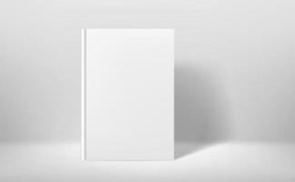 White book in white interior. 3d style realistic vector mock up