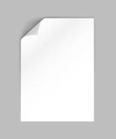 hoja de papel blanco formato a4 con esquina izquierda doblada vector