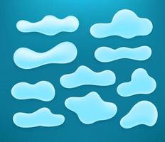 Imágenes prediseñadas de nubes vectoriales abstractas sobre fondo azul. vector