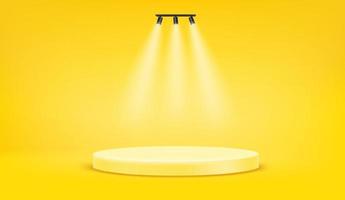 Bright yellow scene with spotlights. Template for a content vector