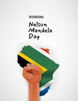 Concepto de vector de día internacional de nelson mandela con bandera y silueta de continente de África