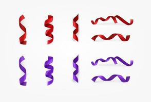 Color ribbons realistic vector set on white background