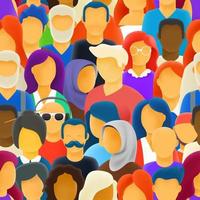 Big crowd of different race people seamless pattern vector