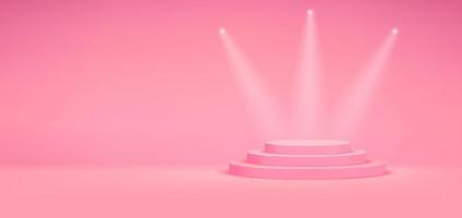 Bright pastel pink scene with circle stair horizontal banner vector