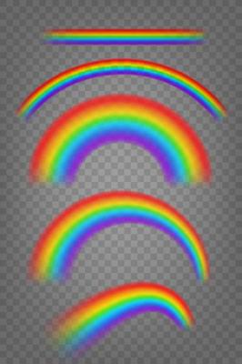 Realistic vivd color rainbows vector set