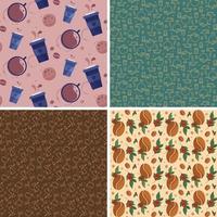 Set of seamless patterns with coffe elements vector