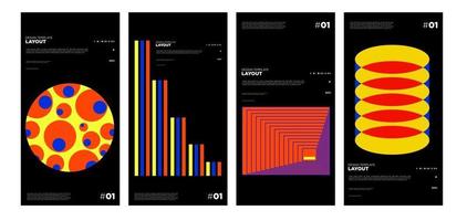 Bauhaus geométrica abstracta colorida y plantilla de diseño de carteles étnicos vector