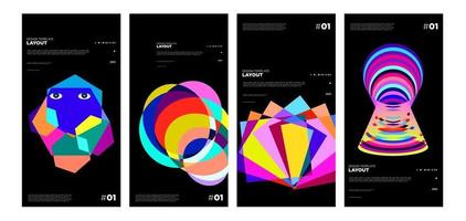 Colorful abstract geometric bauhaus and ethnic poster design template vector