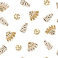 Hand drawn vector seamless pattern of seashells