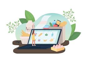 Order groceries online flat concept vector illustration