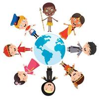 Circle Of Happy Children Different Races vector