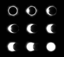 diferentes fases del eclipse solar y lunar. vector. vector