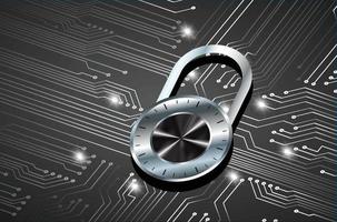 Closed Padlock on digital background cyber security vector