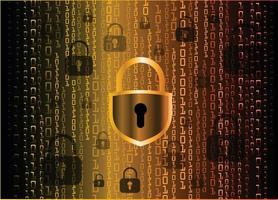 Closed Padlock on digital background, cyber security vector