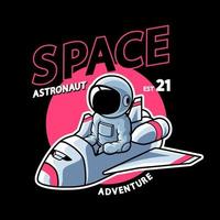 astronaut riding on starships premium vector