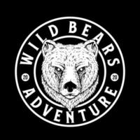 The emblem with wild bear. Print design for t-shirt vector