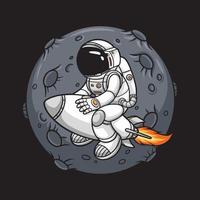 Astronaut riding a rocket and background moon, Premium Vector