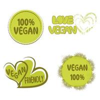 Set of vegan icons  Love Vegan. Vegan friendly vector