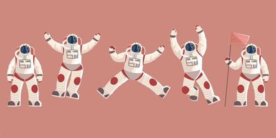 space explorer, cosmonaut or astronaut in spacesuit characters vector