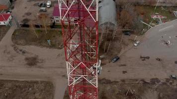 Flying around the communications tower Aerial footage from a copter