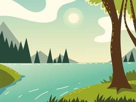 paisaje, bosque y arboles vector