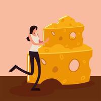 girl with fresh cheese vector