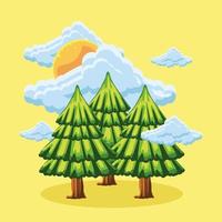 pine trees and sky vector