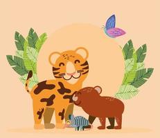 leopard, capybara and armadillo vector