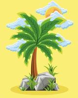 palm tree and rocks vector