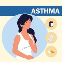 woman and asthma medicine vector