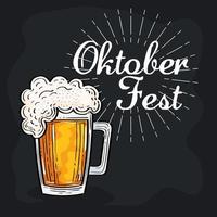 oktoberfest festival celebration with jar beer vector